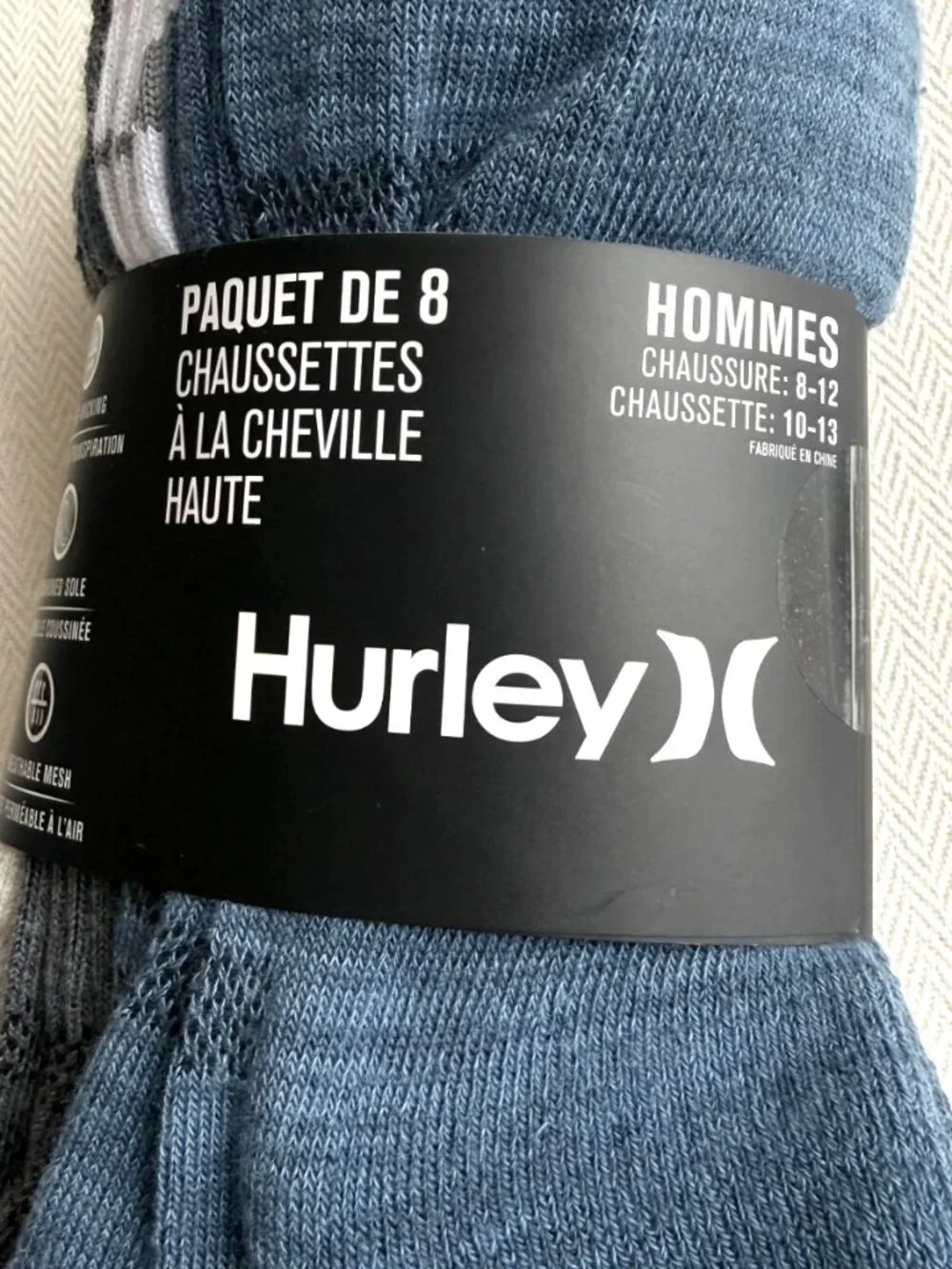 Hurley Men's High Ankle Performance Socks 8 Pair Pack Assorted Size 10-13 NWT